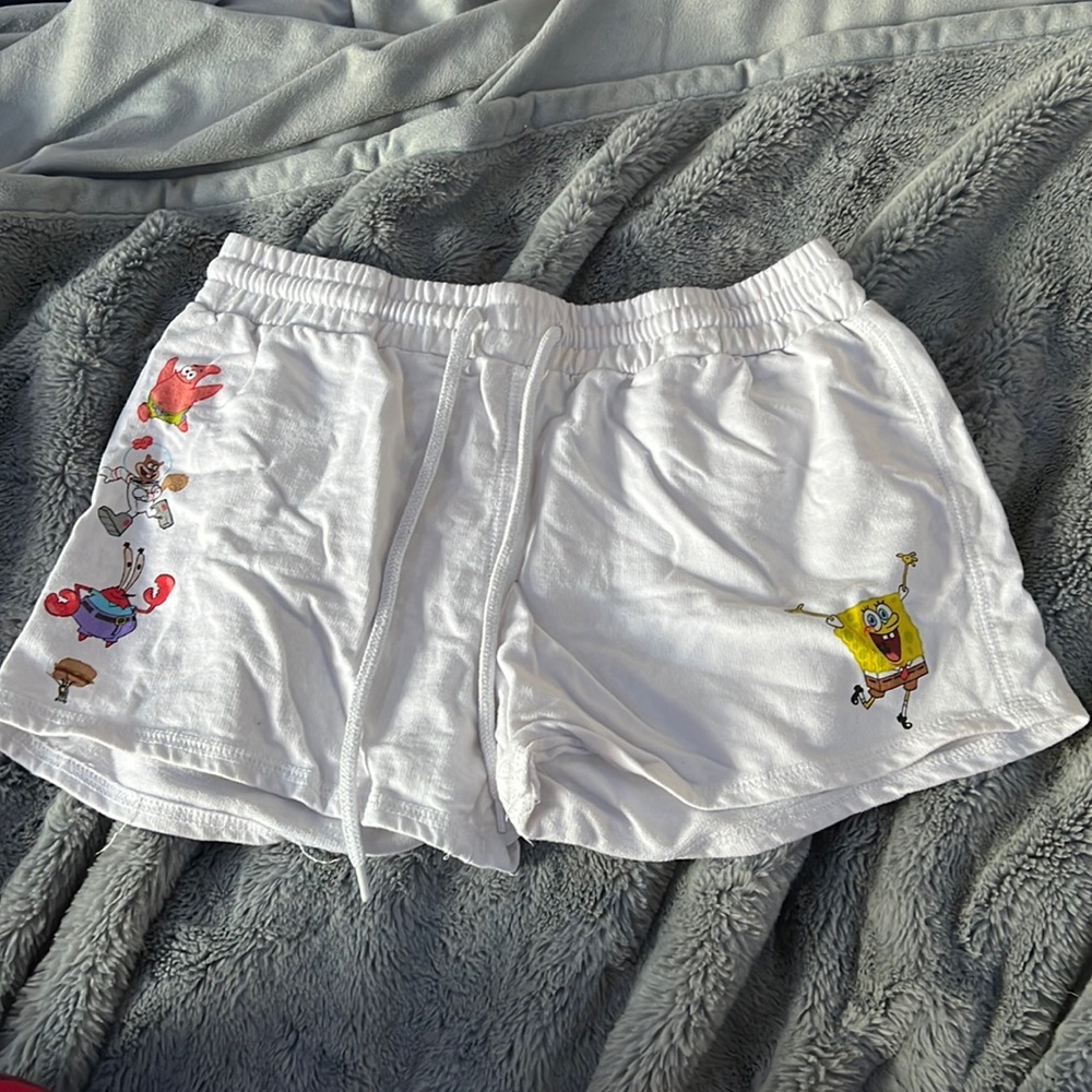 white shorts with spongebob